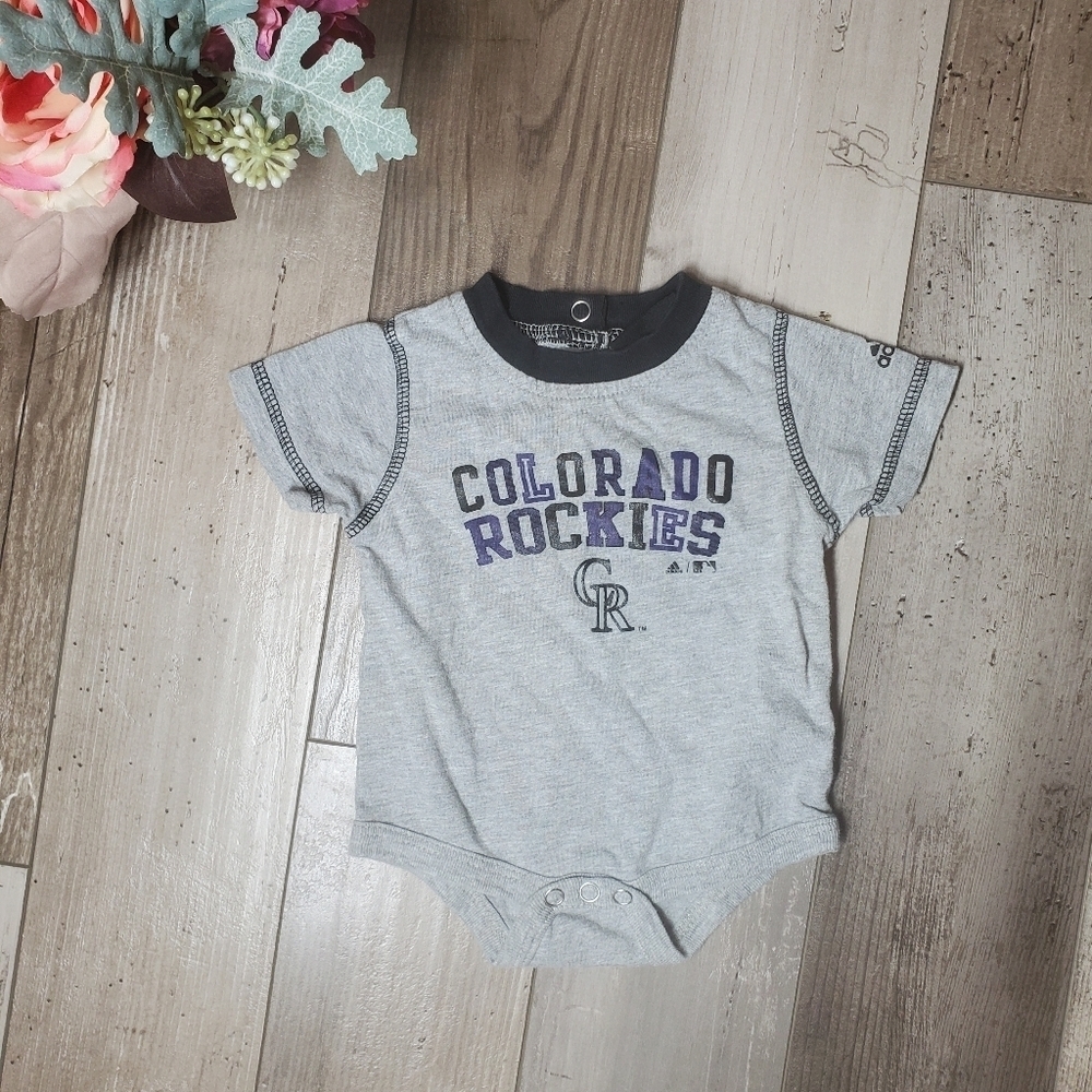 Adidas MLB Colorado Rockies Gray Baby Onesie Bodysuit Size 0/3 Months EUC